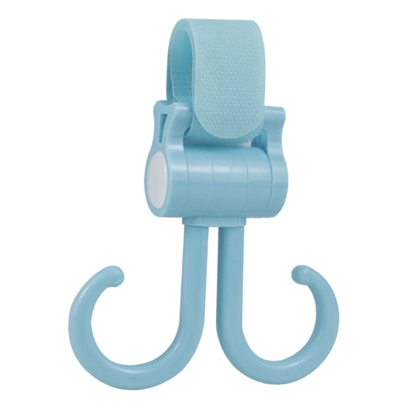 Upgraded Stroller Hooks, Oimcto Multi-Purpose Stroller Clips for Hanging Bags, Purses and Grocery Sacks, Easy Wrap-Around Installation, Sturdy Double Hooks for Travel & Daily Use, Blue, 2 Pcs
