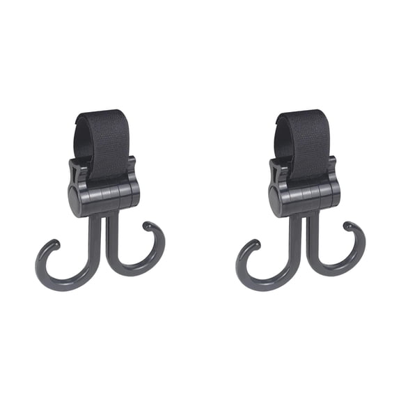 Upgraded Stroller Hooks Stroller AccessoriesforHanging Bags Purses And Bags Multi Purpose Stroller Clips ForTravel & Daily Use, 2 Pack Vertical Rotating Stroller Hook, Adjustable Baby Stroller Clip