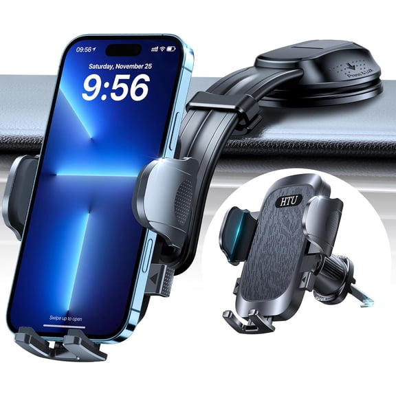 Upgraded Stronst Suction Car Phone Holder Bendable Arm, Never Block View Rotatable Cellphone Mount for Dashboard Windshield Vent, Cradle Stand for iPhone 17 16 15 14 13 12 Pro Max (Black)