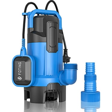 Upgraded Submersible Water Sump Pump，1.5 HP，6300 GPH，with Float Switch，Electric Thermoplastic Utility Pump，Portable Submersible Pump