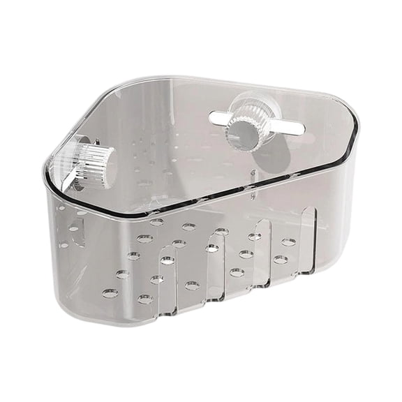 Upgraded Suction Cup Sink Caddy, 6.3 X 4.3 Inch Corner Basket with Cross-Ventilation Base, Holds 5.5 Lb of Sponges & Soap, Tool-Free Install on Smooth Surfaces, 1 Shelf