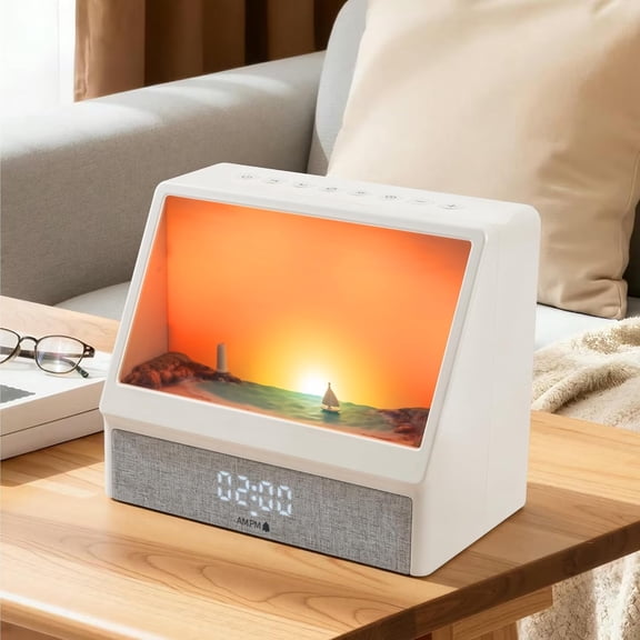 Upgraded Sunrise Alarm Clock, White Noise Machine with 12 Soothing Sounds, Wake-Up Light with Snooze Function, 12/24H Dual Time Display, Power Adapter Included, for Bedroom, Adults, Youth