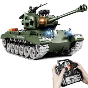 Supdex RC Tank US M26 Pershing Army Tank Toy Shoots BBs with Smoke Lights Sound Recoil 1-Pack 1:18 Scale