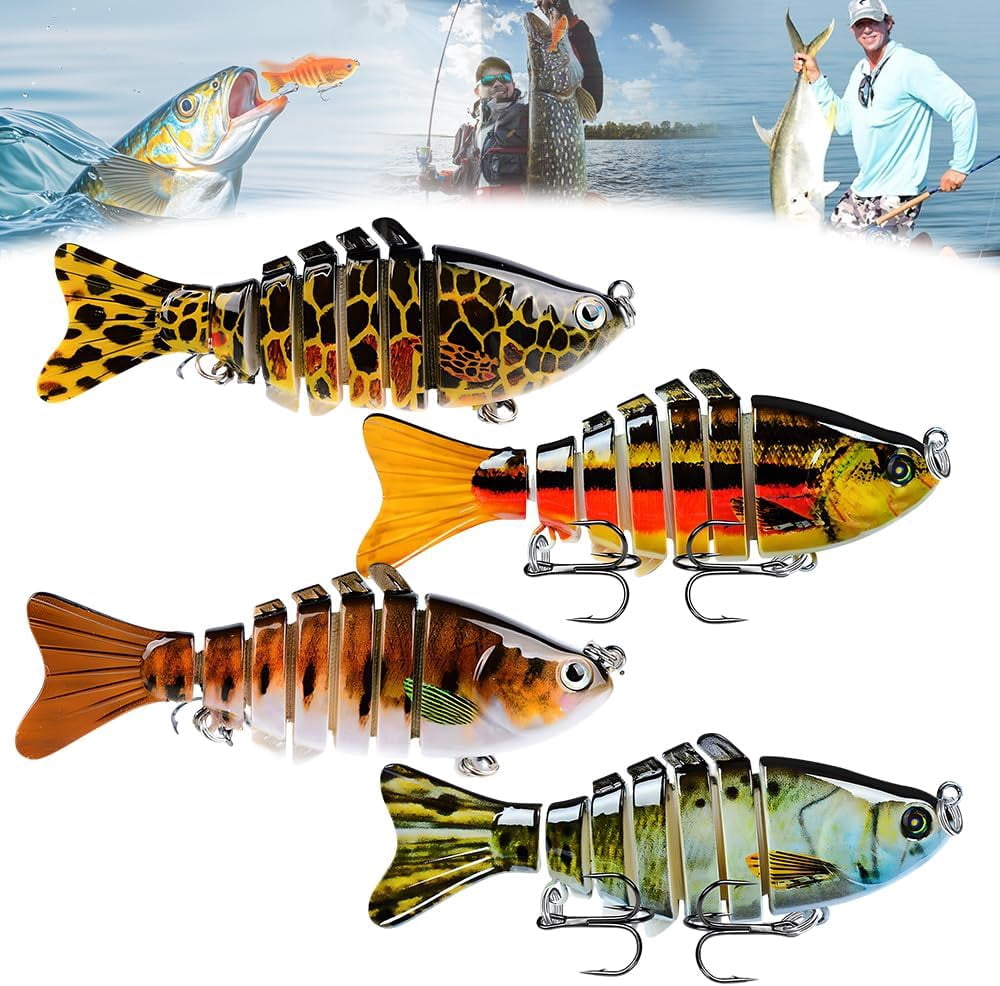 Upgraded Swimming Bait,Fishing Lure Kit Topwater Bass Lures Fishing Lures Slow Sinking Swimming Lures Multi Jointed Swimbait Lifelike Hard Bait Trout Perch