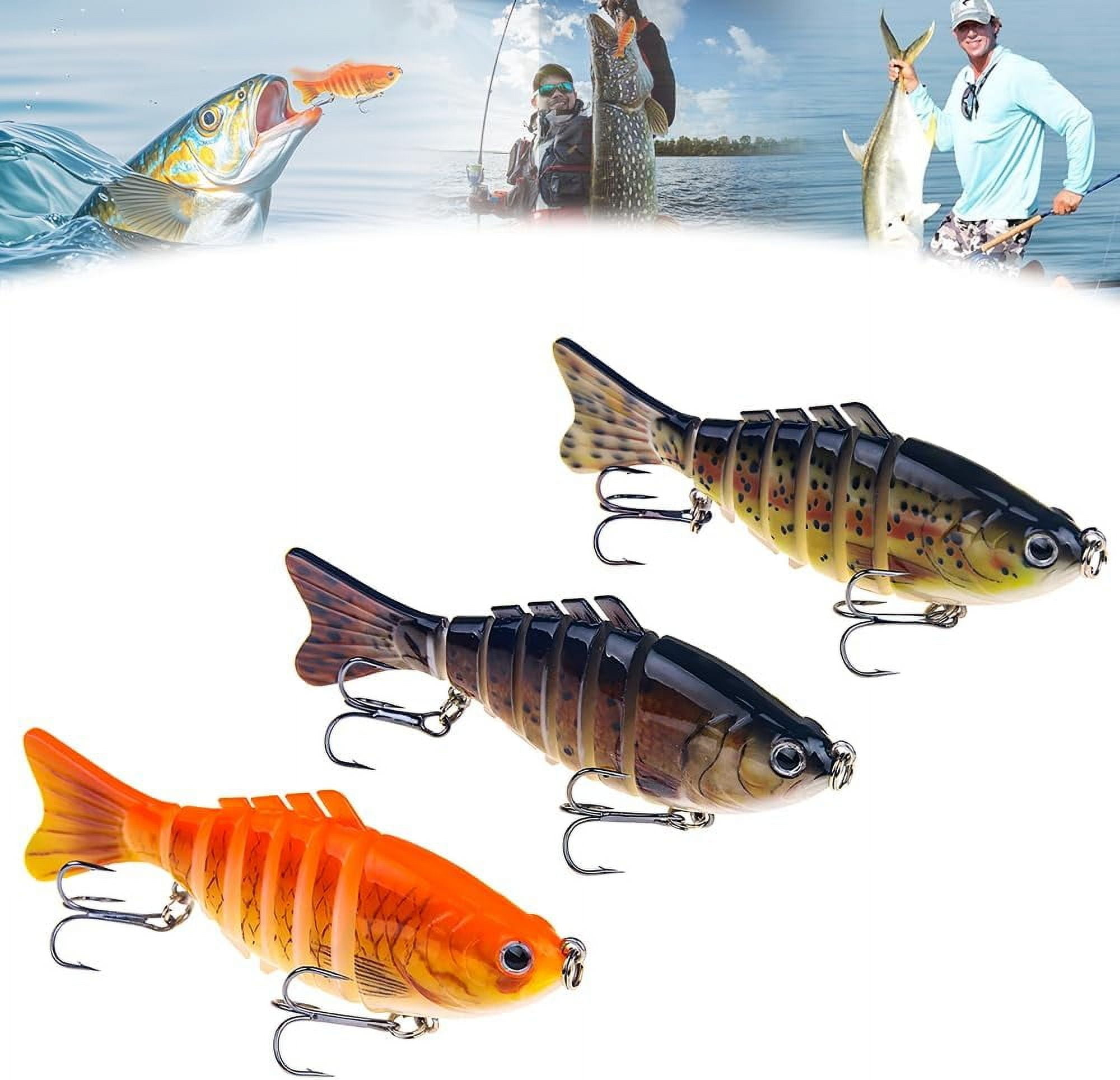 Upgraded Swimming Bait,Fishing Lure Kit Topwater Bass Lures Fishing Lures Slow Sinking Swimming Lures Multi Jointed Swimbait Lifelike Hard Bait Trout Perch