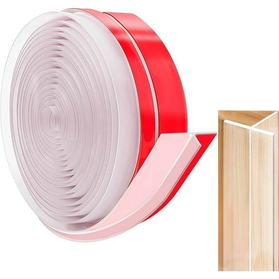 Upgraded T-Shaped Weather Stripping Door Seal, Strong Adhesive Side Doors Draft Stopper, Door Insulation Tape for Winter, Seal Strip for Front Doors Frame, Gap Filler (Clear, 1.37IN*20FT)