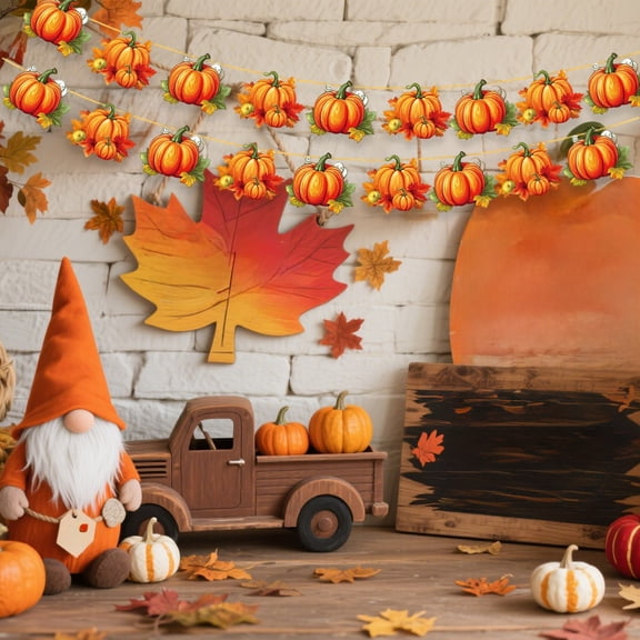 Upgraded Thanksgiving Banners Decorations 2 Pack 1.5m Each Fall Party Garland With Pumpkin Sunflower Maple Leaf Turkey Fall Holiday Decor R