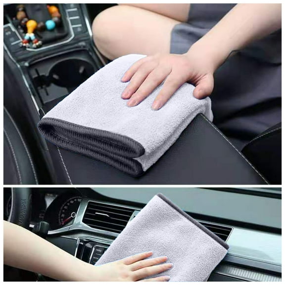 Upgraded Thickened Towel with Stitched Edges, Flannel Car Wash Cloth, Microfiber Cleaning Cloth