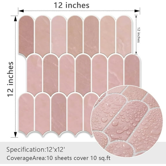 Upgraded Thicker Design Peel and Stick Backsplash Tile, 10-Sheet Green Self Adhesive Vinyl Wall Tiles, Stick on Backsplash for Kitchen, Bathroom,RV