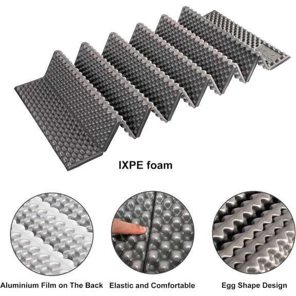 Upgraded Thickness Closed Cell Foam Sleeping Pad, 75.6"x22"x0.9", Ultralight Foldable Foam Camping Mat with Heat Reflective Layer, Waterproof Backpacking Pad for Hiking, Tent, Outdoor Use