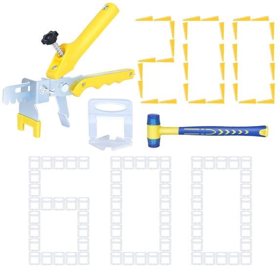 Upgraded Tile Leveling System 1/16" Kit - 600 Spacers, 200 Reusable Wedges & Floor Tile Pliers for Bathroom, Living Room Tile Installation(200+600, 1/16) C94