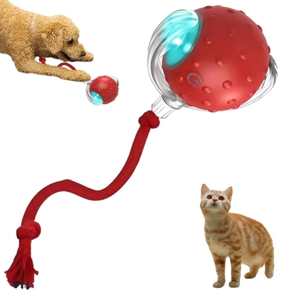 Upgraded  Interactive Dog Toy Ball, 360° Smart Automatic Rolling Electric Cat Toys with Motion for Indoor Pet Exercise, a Fun At Home Red Fetch Toy for Zoomies and Pounce Pal Play