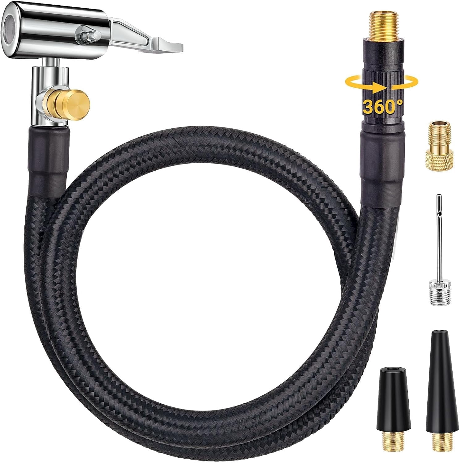 Upgraded Tire Inflator Hose Adapter w/360° Rotating End,21'' Tire ...