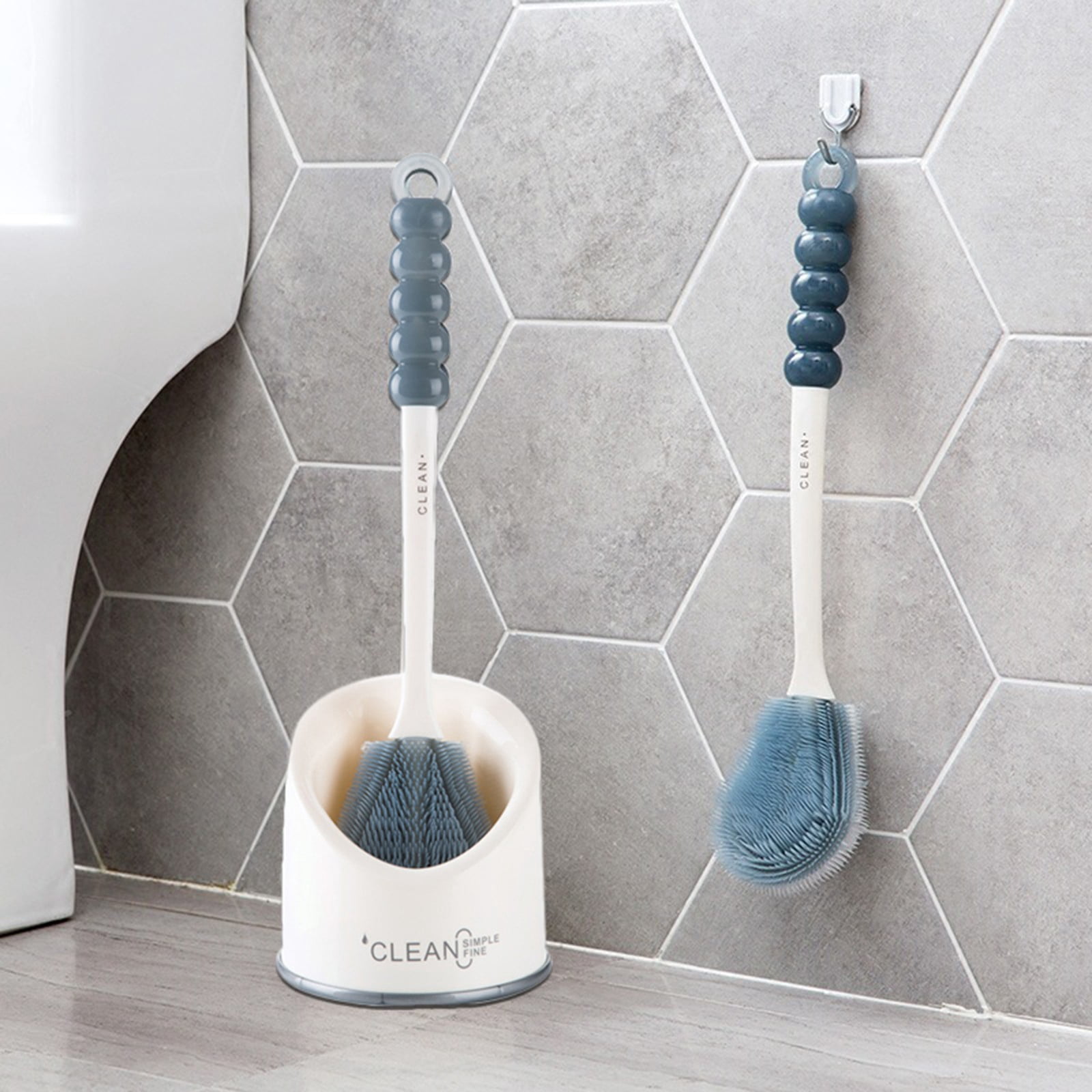 Upgraded Toilet Brush with Holder With Non & Handle Design Paper