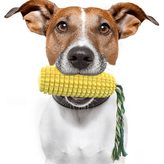 Upgraded ToughnessDurable Corn Dog Chew Toy for Aggressive Chewers - Interactive Dental Teething & Teeth Cleaning Toy for Small and Large Dogs, Long-Lasting Non-Toxic Natural Rubber