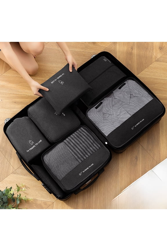 Upgraded Travel Essential 7-Piece Packing Set - Ultra Lightweight and Space-Saving Luggage Organizers for Efficient Suitcase Storage - Perfect for Weekend Getaways and Extended Trips ,
