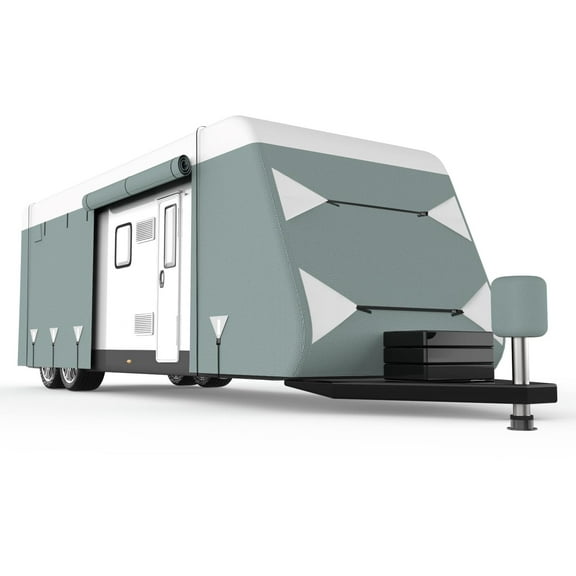 Upgraded Travel Trailer RV Cover, Heavy Duty 6 Layers Anti-UV Top Panel, Durable Camper Cover, Fits 20.1-22FT Motorhome -Breathable, Watertight, Rip-Stop