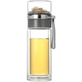 thumbnail image 1 of Upgraded Tryteava Glass Infuser, Teava 3-in-1 Smart Tea Infuser, Double-Layer High Borosilicate Glass, Built-in Stainless Steel Strainer, Leak-proof Portable Tea Water Separation Cup (Gray, 350ml), 1 of 7
