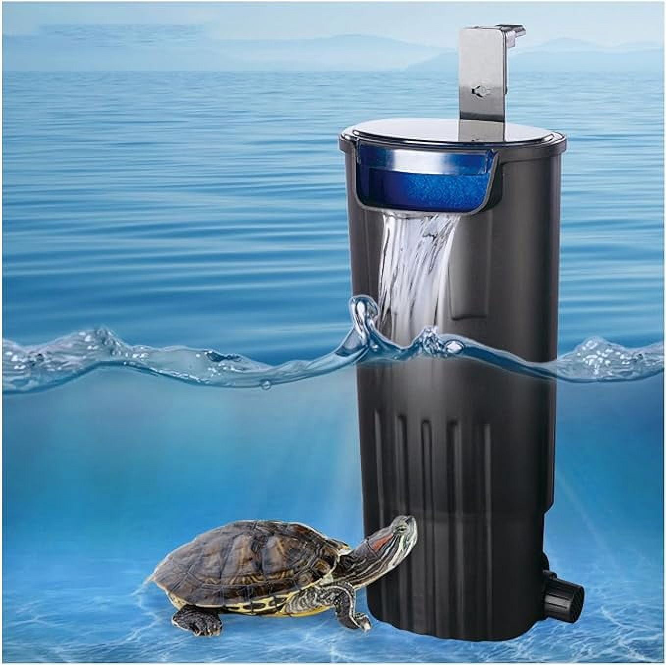 Upgraded Turtle Tank Filter, Aquarium Internal Filter Fish Tank Filter for 5 to 40 Gallons (Approx. 15.7 Liters) Ultra Silent Fast High Efficiency Filtration Waterfall Filter (Filter)