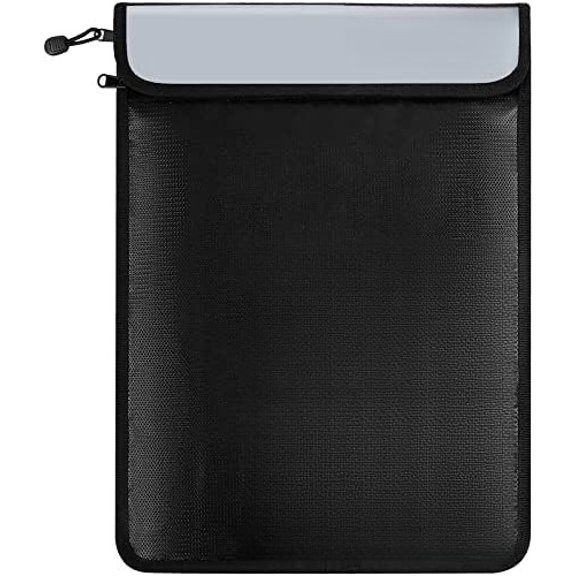 Upgraded Two Pockets Fireproof Document Bag (2000℉), 15”x 11”Waterproof Fireproof Money Bag with Zipper, Waterproof Holder Pouch Fire Safe Envelope for Valuables, Legal Documents (Jet Black)