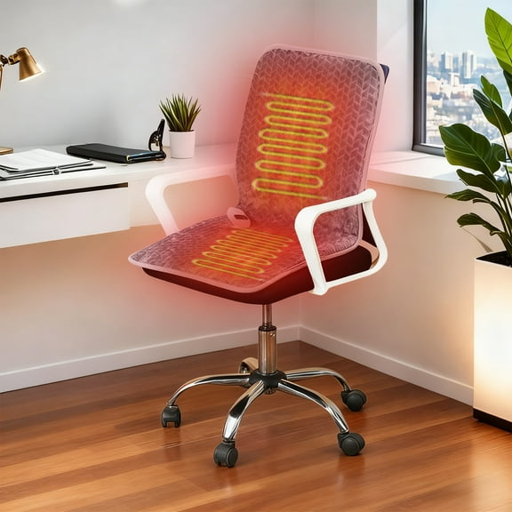 Upgraded USB Heated Seat Cushion for Office Chair, Heated Seat Pad with Lumbar Support, Large Heating Area Heated Seat Cover with 3 Heat Levels & Time Settings for Home & Office, Wheelchair C