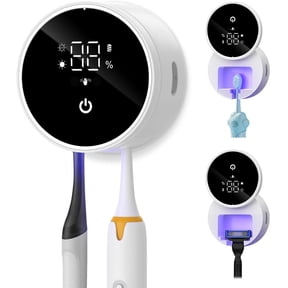 Upgraded UV Toothbrush Cleaner Holder Wall Mounted, Razor Electric Toothbrush Holder for Bathroom, LED Smart Screen, with Auto-Inductive Cover, Cleaning and 60-Degree Drying, for Home, Travel