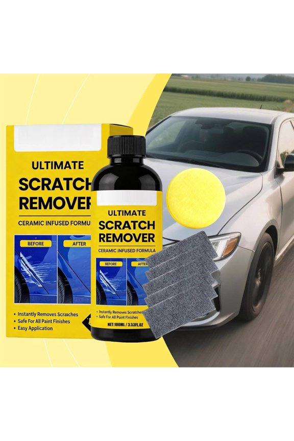 Upgraded Ultimate Scratch Remover Paste, Car & Plastic Polish, Swirl & Deep Scratch Repair, 5‑Cloth Kit, Restores Shine, UV Protection