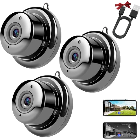 Upgraded Ultra-Invisible No-Plug Camera, Invisible Mini Camera Wireless, Mini Hidden Camera, Small Cameras Hidden Wireless, Wireless Indoor Security Camera for Pet/Nanny (3pcs)