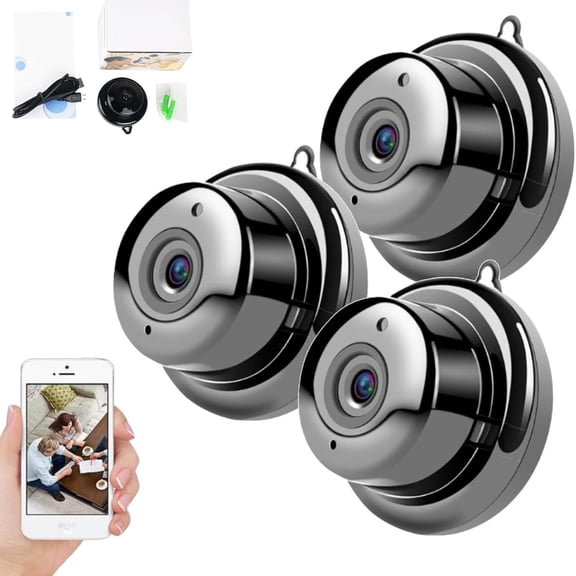 Upgraded Ultra-Invisible No-Plug Camera, Invisible Mini Spy Camera Wireless, Small Cameras Hidden Wireless, Wireless Indoor Security Camera for Pet Baby (3PCS)