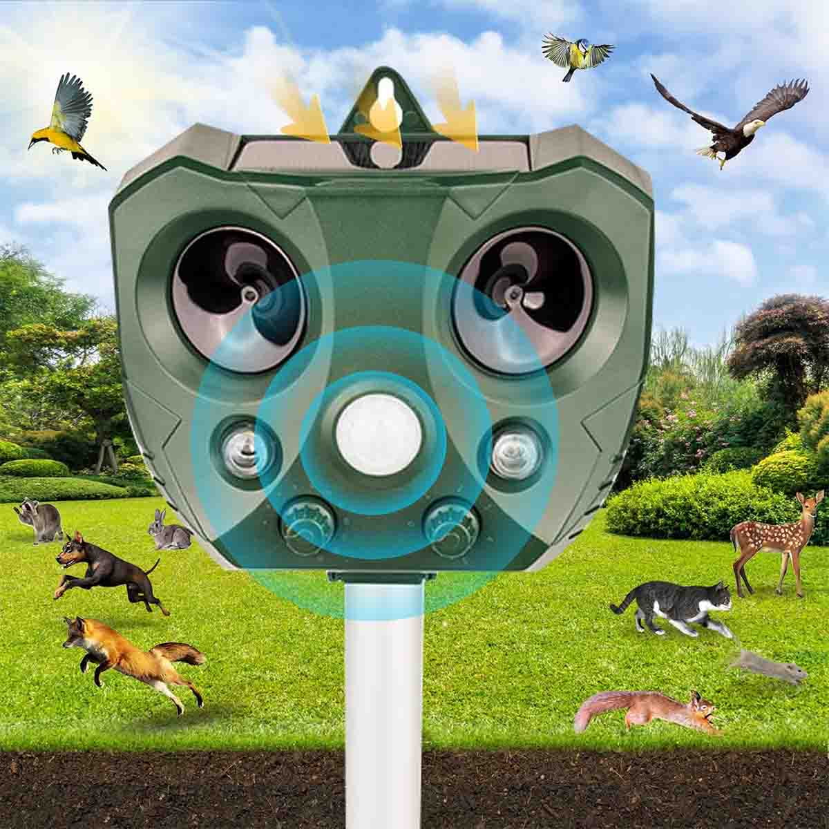 Upgraded Ultrasonic Animal Repeller Outdoor,Solar Animal Repeller with