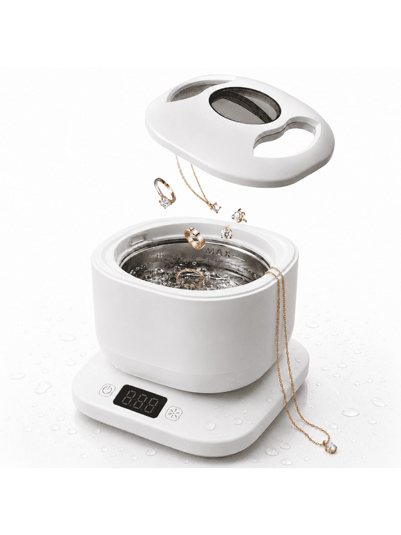 Ultrasonic Jewelry Cleaner Machine with UV Light, 180ML Detachable Tank, 5/8/10 Min Timer, 45kHz Jewelry Cleaner for Rings, Necklaces, Earrings, Eyeglasses & Watches