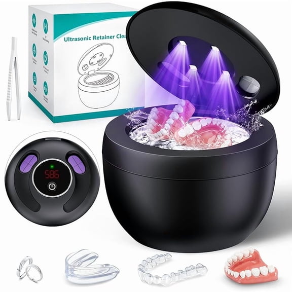 Upgraded Ultrasonic Retainer Cleaner Machine, Braces, Aligner, Toothbrush, Jewelry and More