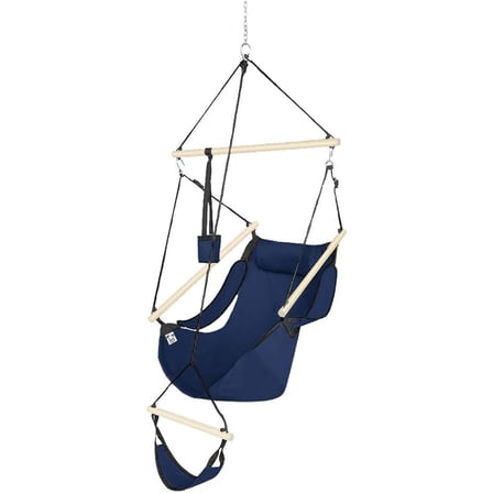 Upgraded Unique Hammock Hanging Sky Chair, Air Deluxe Swing Seat with Rope (Navy Blue)
