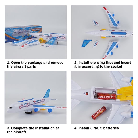 Upgraded Universal Airplane Passenger Plane With Music Illuminated Toy Airbus Model Children's Toy Airplane Model Assembly Toy