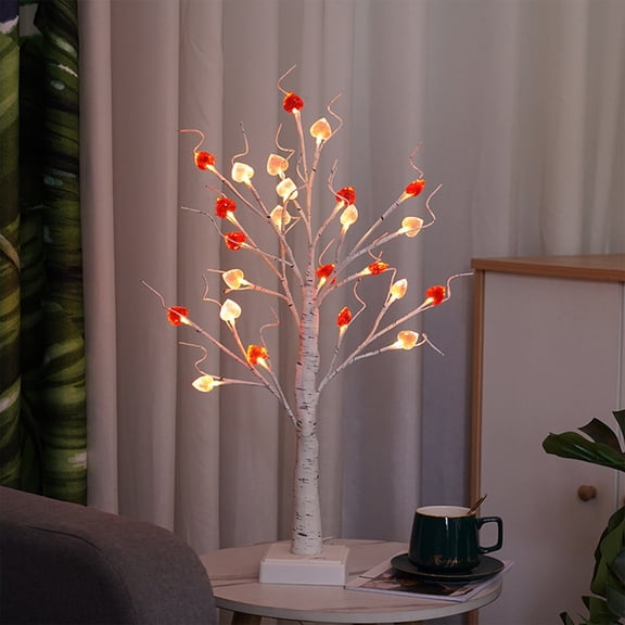 Upgraded Valentines Day Decor 24in Valentines Day Decoration Lighted Tree With 18 Heart Ornaments -USB/Battery Operated Valentines Decor Tree Light- Valentines Day O