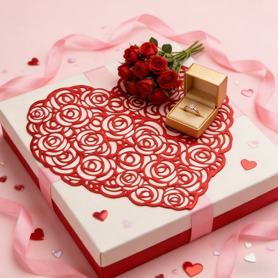 Upgraded Valentines's Day Heart Shape Pvc Table Mat Round Waterproof And Avoid Scalding Western Style Table Mat Decoration H