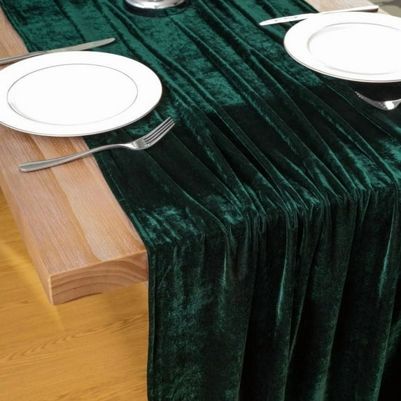 Upgraded Velvet Table Runner Christmas Cloth Decor 29 X 120 Inches 10ft Fabric Green Luxurious Thanksgiving Wedding Runner For Year Bridal Shower X