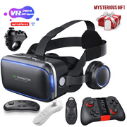 [Upgraded Version 2024] VR Glasses with Remote Controller, 3D Glasses Virtual Reality Headset for VR Games & 3D Movies, Virtual Reality Headset for iPhone/Android Phone Compatible 4.7-6 inch
