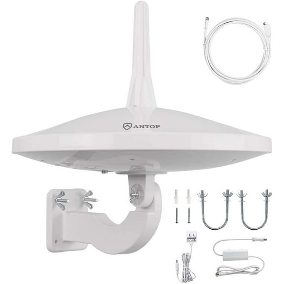 Upgraded Version - ANTOP AT-415B 720 UFO Dual Omni-Directional Outdoor HDTV Antenna with Exclusive Smartpass Amplifier &4G LTE Filter, Fit for Outdoor/RV/Attic Use(33ft Coaxial Cable,4K UHD Ready)