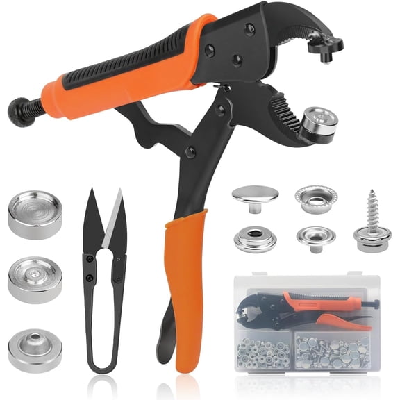 Upgraded Version Heavy Duty Snap Fastener Tool, Snap Setter Tool with 50 Sets Snaps, Fastener Pliers Tool Kit for Repairing Boat Covers, Replacing Metal Snaps, Canvas, Sewing, Tarps