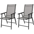 Upgraded Version Set of 2 Folding Chairs with Arms, Portable Patio