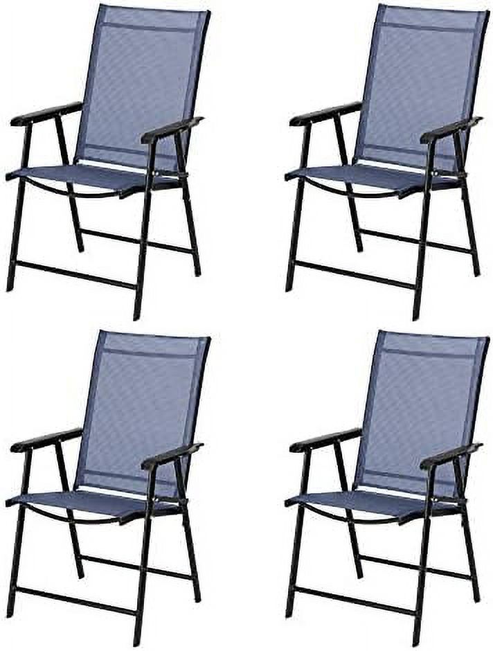Upgraded Version Set of 4 Folding Chairs with Arms Portable Patio