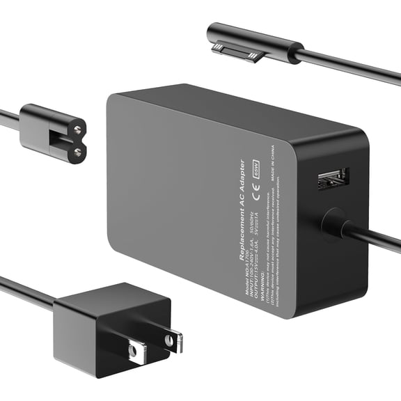 [Upgraded Version] Surface Pro Charger 65W for 3/4/5/6/7/8/9/X Power Supply Adapter, Compatible Both Microsoft Book Laptop/TabletWorks with 65W&44W&36W&24W (10 Ft Cord)
