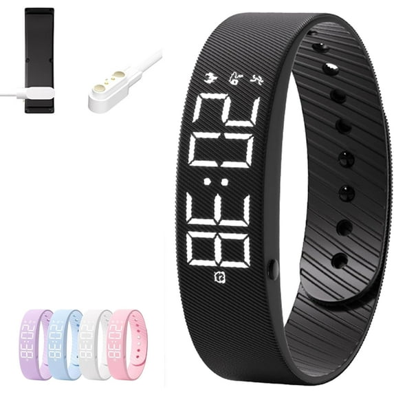 Upgraded Vibration Alarm Band, Waterproof Original Wake Up Alarm Band for Deep Sleeper, Magnetic Charging Smart Wake-Up Wristbands, Step Counter&Timer, Adjustable Comfortable Fit