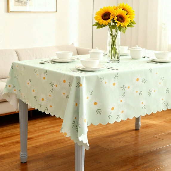 Upgraded Vintage Floral PVC Tablecloth - Waterproof Oilproof Plastic Table Cover For Kitchen Dining Table Desk Coffee Table With Lace Patterns Clean Tablecloth V