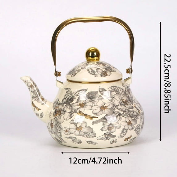 Upgraded Vintage Style Enameled Tea Kettle Steel Teapot With Floral Colorful Porcelain Enamel Tea Kettle For Stovetop Use Home Kitchen Decor Rustic Country Style N