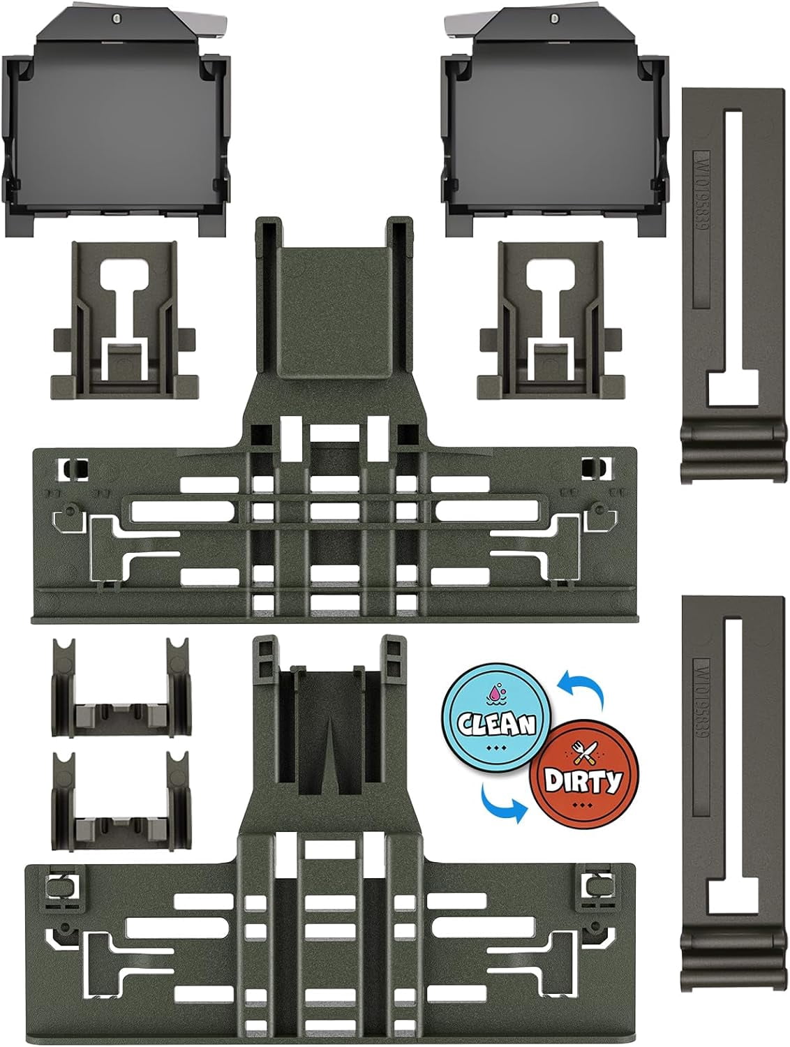 Upgraded WPW10546503 W10546503 Dishwasher Upper Rack Adjuster Assembly & W10195372/3 Dishrack Adjuster Housing for Kitchenaid Dishwasher Parts KDTE334GPS0 KDFE104HPS0 Top Rack Adjuster, 10Packs
