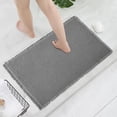 thumbnail image 1 of Upgraded Waffle Bath Mat, Super Absorbent Non Slip Bath Mats for Bathroom Floor, Machine Washable Bathroom Rugs with Tassels, Rubber Backed Bathroom Mats, Grey, 1 of 13
