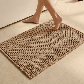 BULULOM Bathroom Rugs,Herringbone Boho Waffle Bath Mat, Non Slip Washable Super Absorbent Quick Dry, Farmhouse Bathroom Decor 20"*30" Khaki