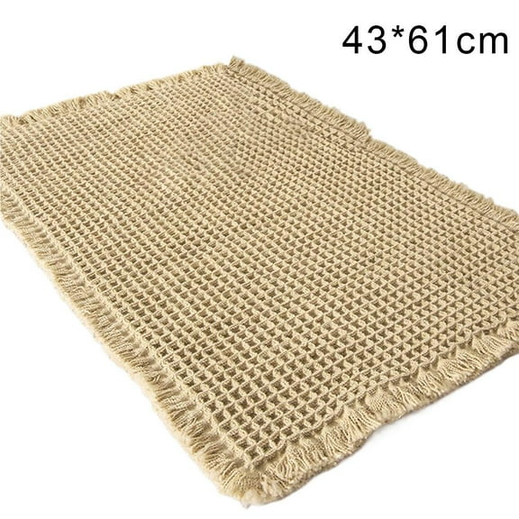 Upgraded Waffle Runner Rug, Super Absorbent Non Slip Bath Mats for Bathroom, Machine Washable Runner Rug with Tassels for Laundry Room, Modern Farmhouse Decor (Gray 20"x32")